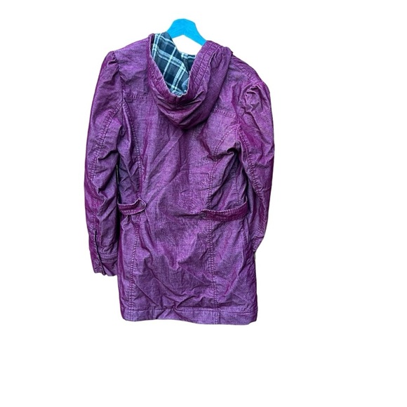 Roxy Juniors Womens Jacket Button Pea Coat Soft Hooded Purple Size Large - Picture 2 of 3
